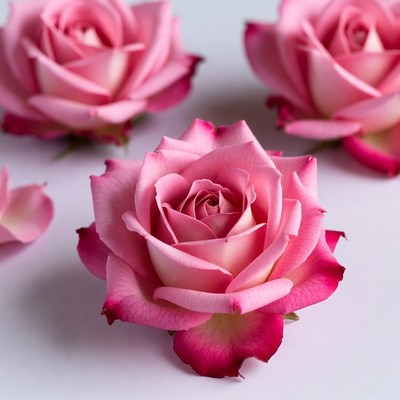 Pink Roses on White Background
