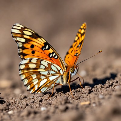 Orange Butterfly on Ground