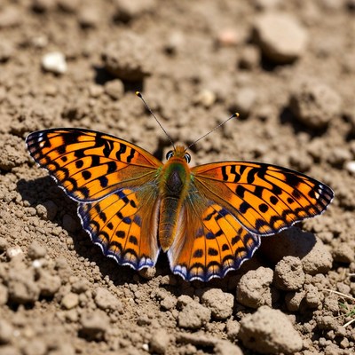 Orange Butterfly on Dirt Ground