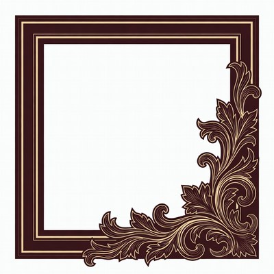 Ornate maroon floral picture frame
