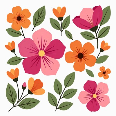 Colorful Flower Clipart Illustration