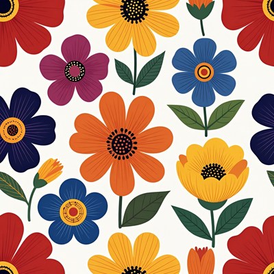 Colorful Daisy Flowers Seamless Pattern