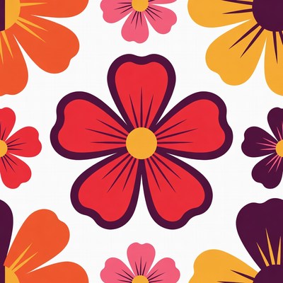 Colorful Flower Clipart Pattern
