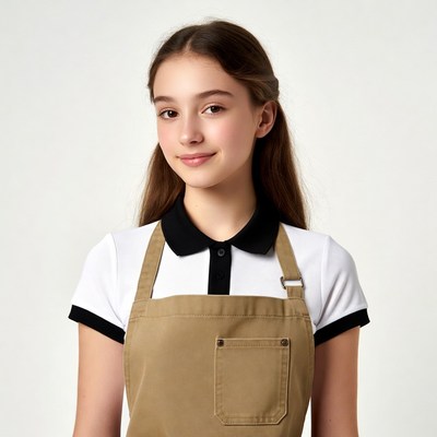 Teen girl in brown apron
