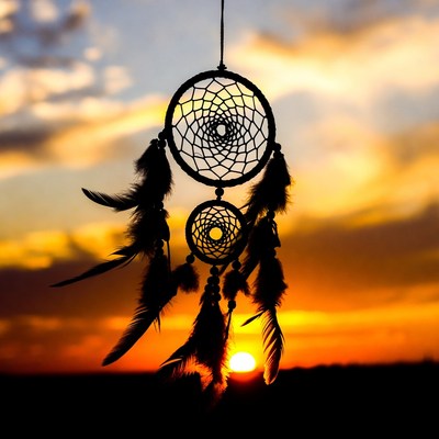 Dreamcatcher Hanging in Sunset Sky
