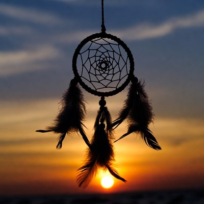 Dreamcatcher Hanging Against Sunset Sky