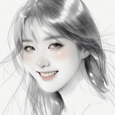 Anime girl smiling with bangs