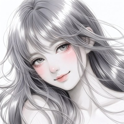 Anime girl with flowing silver hair