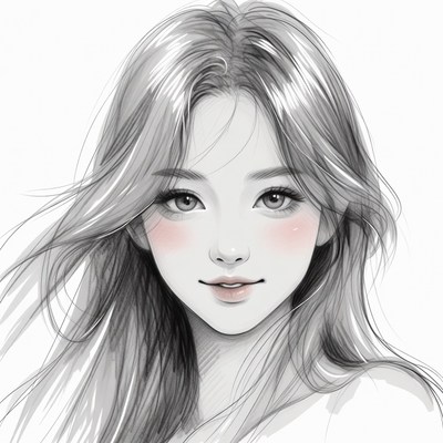 Beautiful Asian woman portrait illustration