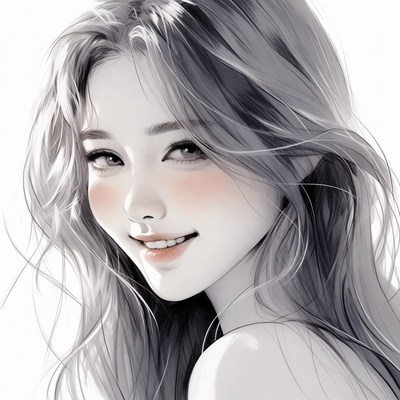 Anime girl smiling with long hair