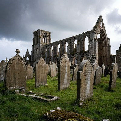 Ruined Gothic Abbey Cemetery