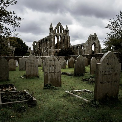 Whitby Abbey Ruins with Graveyard