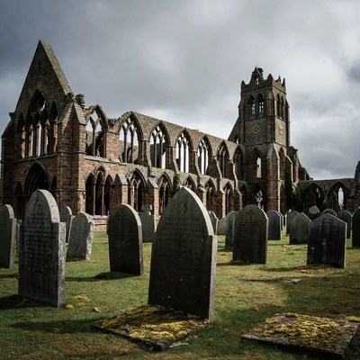 Ruined Gothic Abbey Graveyard