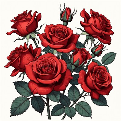 Red Roses Bouquet Illustration