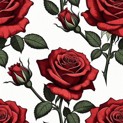 Red Roses Seamless Pattern