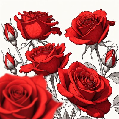 Red Roses Bouquet Illustration