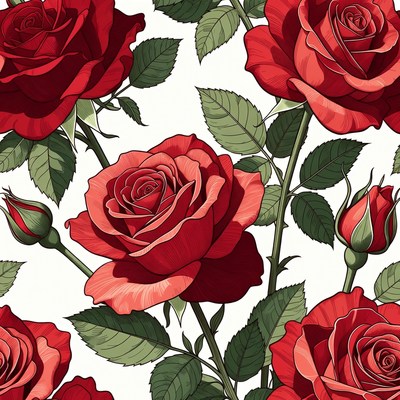 Red Roses Seamless Pattern Illustration