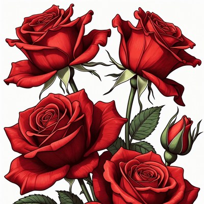 Red Roses Bouquet Illustration