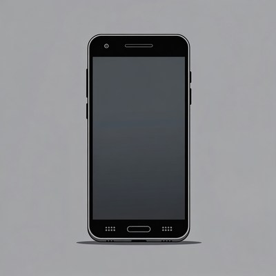 Black Smartphone on Gray Background
