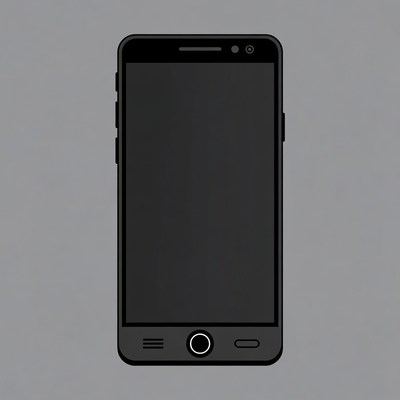 Black Smartphone Icon on Gray Background