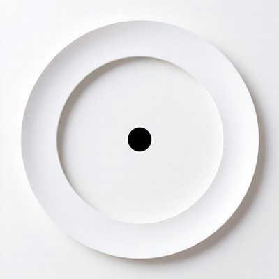 White plate with black dot