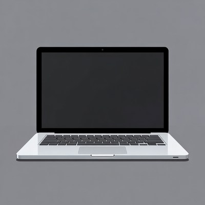 Silver Laptop on Gray Background