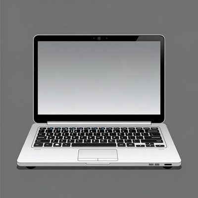 Silver Laptop on Gray Background