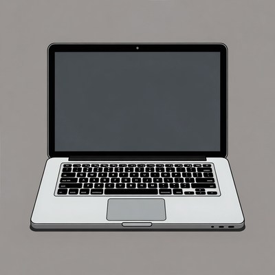 Open Silver Laptop Illustration