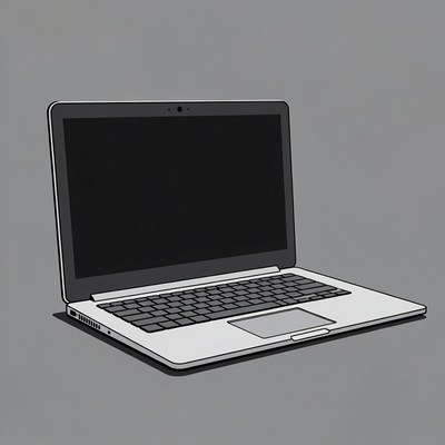 Silver Laptop Illustration