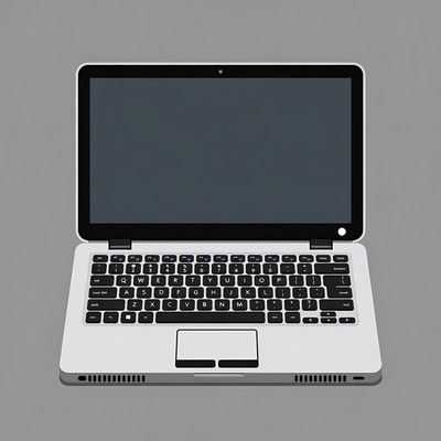 Open Silver Laptop Illustration