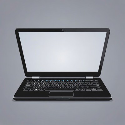 Open Black Laptop Illustration
