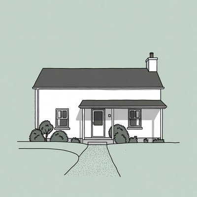 White house with porch illustration