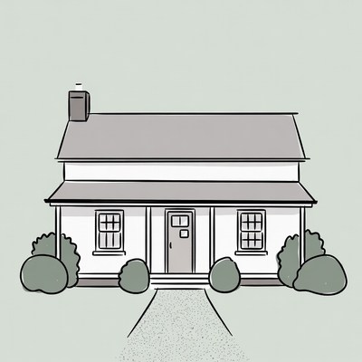 White house with chimney illustration