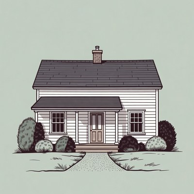 White house with front porch illustration