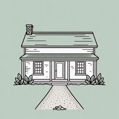 Line Art Country House Illustration