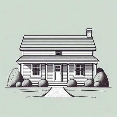 Line Art Country House Illustration
