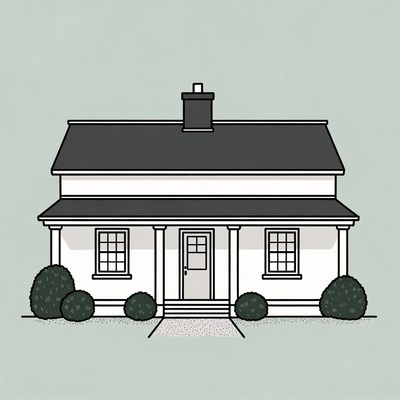 White house with porch illustration