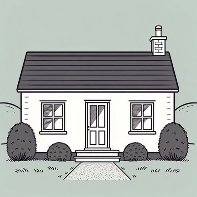 White house with chimney illustration