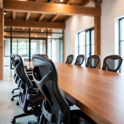 Empty Wooden Conference Room