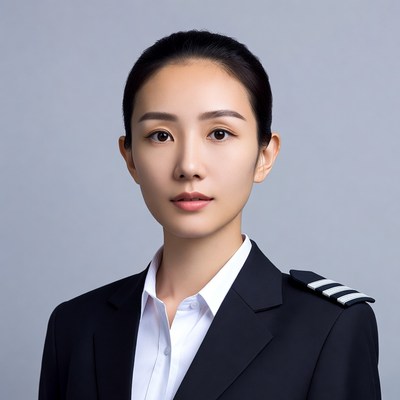 Asian woman in pilot uniform
