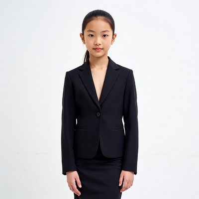Asian girl in black suit