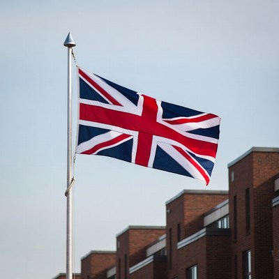 Union Jack flag on flagpole