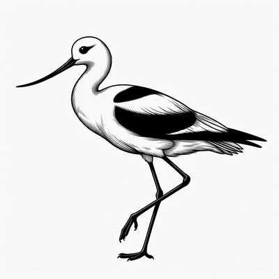 Black-winged Stilt Bird Illustration