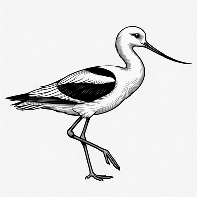Black-winged Stilt Bird Illustration