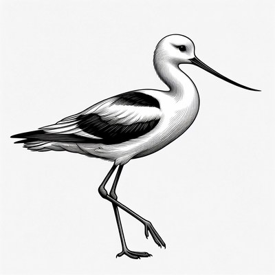 Black-winged Stilt Bird Illustration