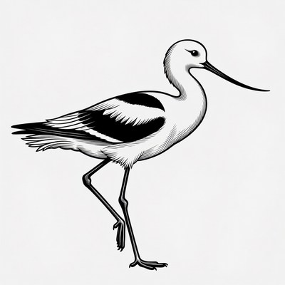 Black-winged Stilt Illustration