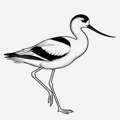 Black-winged Stilt Bird Illustration