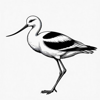 Black-winged Stilt Bird Illustration