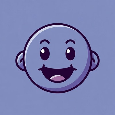 Smiling Blue Cartoon Face