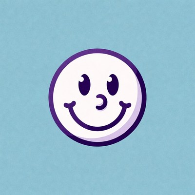 Smiling Face Emoticon on Blue Background
